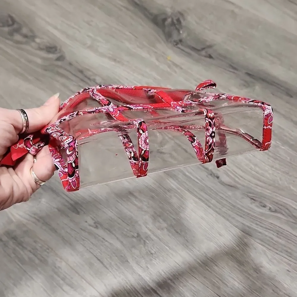 GUC Clear & Red Vera Bradley Cosmetic Clutch Bag